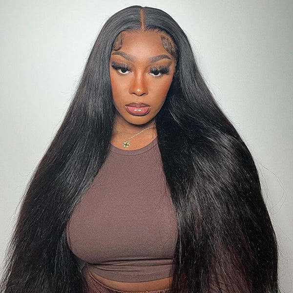 Straight Glueless Install Melted Pre-cut 7x5 HD Lace Wear Go Wig With Snug Fit Drawstring Bleached Knots Flawless Look