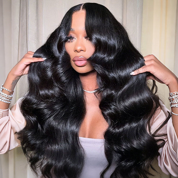 Body Wave Adjustable Drawstring Wear Go Glueless Wig Pre-Cut 13x6 HD Lace With Bleached Knots