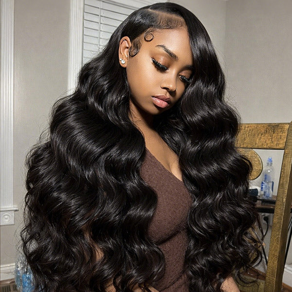 Body Wave Adjustable Drawstring Wear Go Glueless Wig Pre-Cut 13x6 HD Lace With Bleached Knots