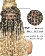 Full Transparent Lace Human Hair Boho Curls Knotless Boho Box Braided Wig 86 Strands