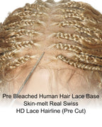 Raina - Bora Bora Human Hair Wet & Wavy Curls Pre Bleached HD Full Lace Boho Braided Wig