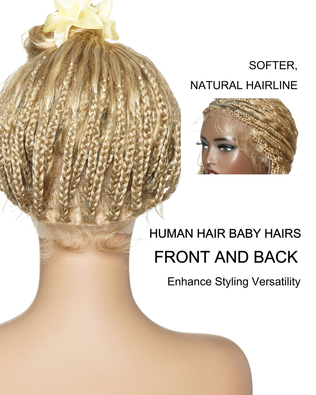 Raina - Bora Bora Human Hair Wet & Wavy Curls Pre Bleached HD Full Lace Boho Braided Wig