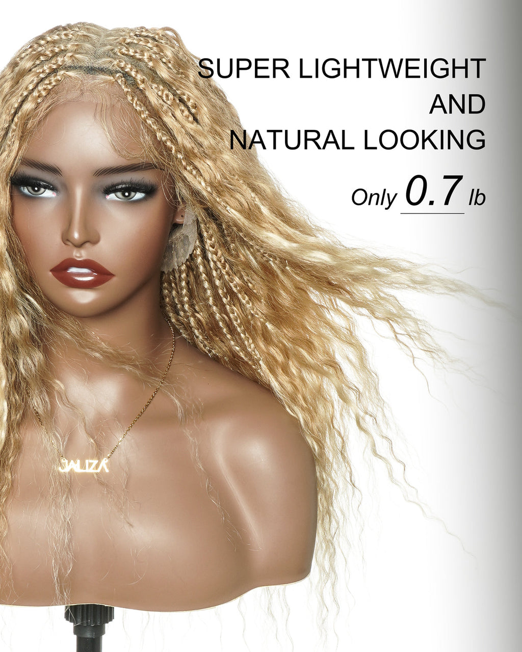 Raina - Bora Bora Human Hair Wet & Wavy Curls Pre Bleached HD Full Lace Boho Braided Wig