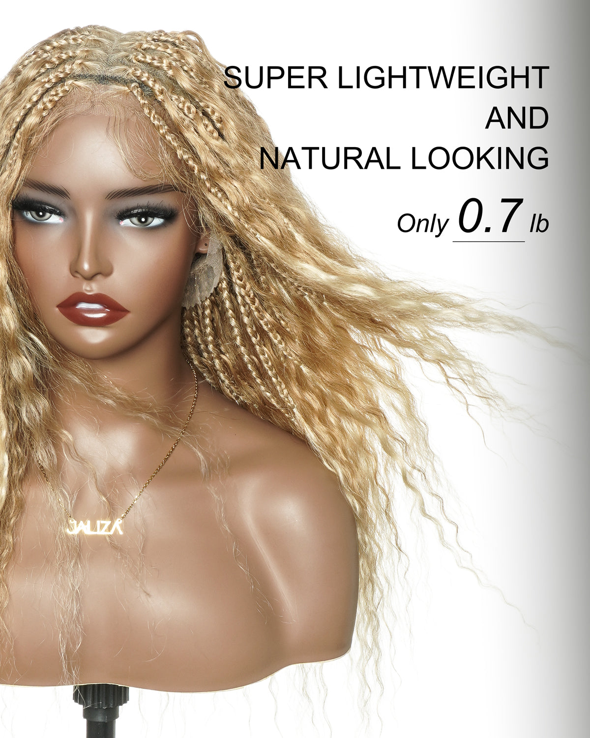 Raina - Bora Bora Human Hair Wet & Wavy Curls Pre Bleached HD Full Lace Boho Braided Wig