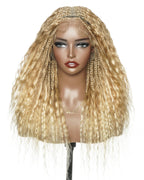 Raina - Bora Bora Human Hair Wet & Wavy Curls Pre Bleached HD Full Lace Boho Braided Wig