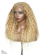 Raina - Bora Bora Human Hair Wet & Wavy Curls Pre Bleached HD Full Lace Boho Braided Wig
