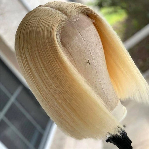 613 Blonde Bob Wigs Human Hair Lace Front Wigs Preplucked with Baby Hair