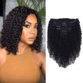 Kinky Curly Clip In Extension Human Hair Natural Black Color