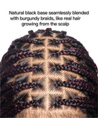 Human Hair Boho Box HD Lace Braided Wig 36 Inches 88 Strands - Light Burgundy