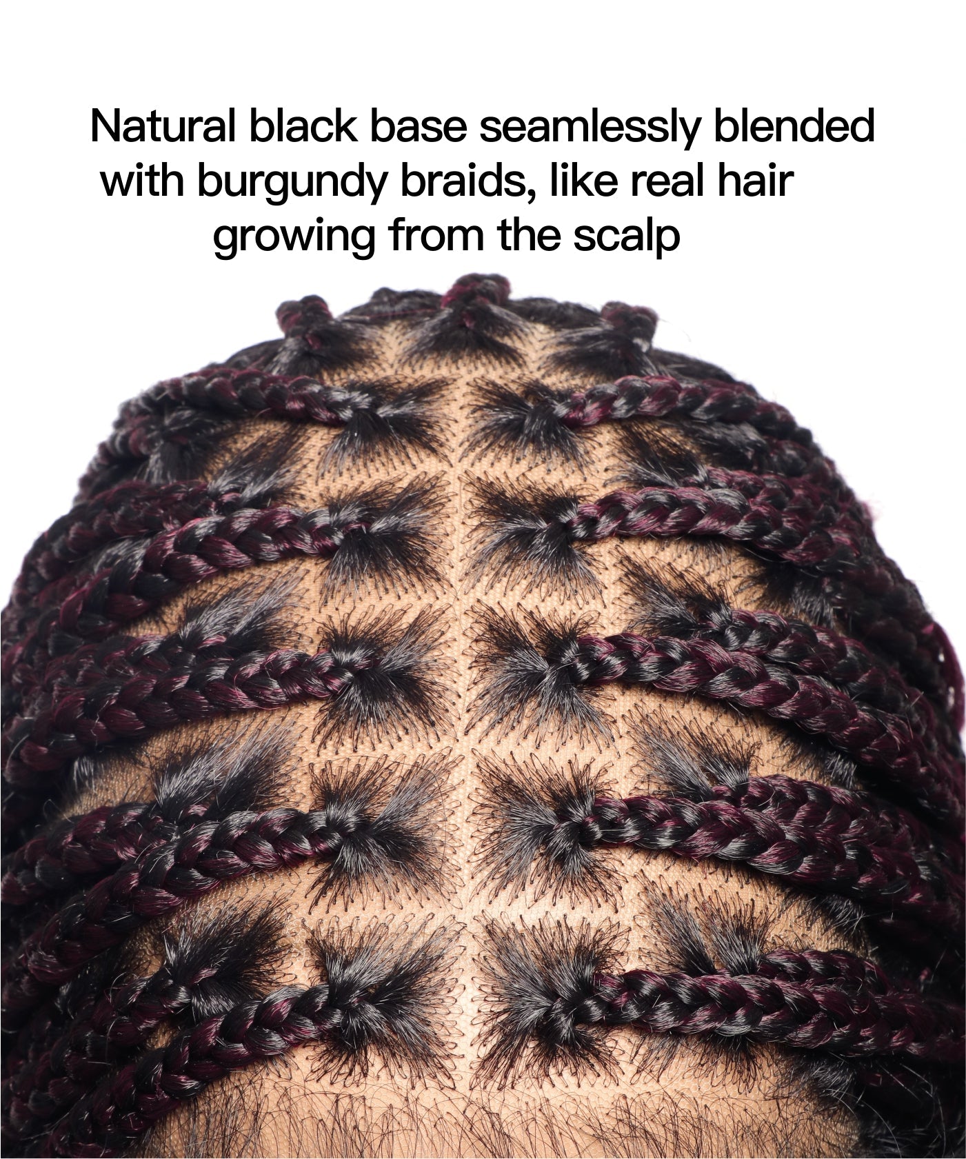 Human Hair Boho Box HD Lace Braided Wig 36 Inches 88 Strands - Light Burgundy