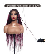 Human Hair Boho Box HD Lace Braided Wig 36 Inches 88 Strands - Light Burgundy