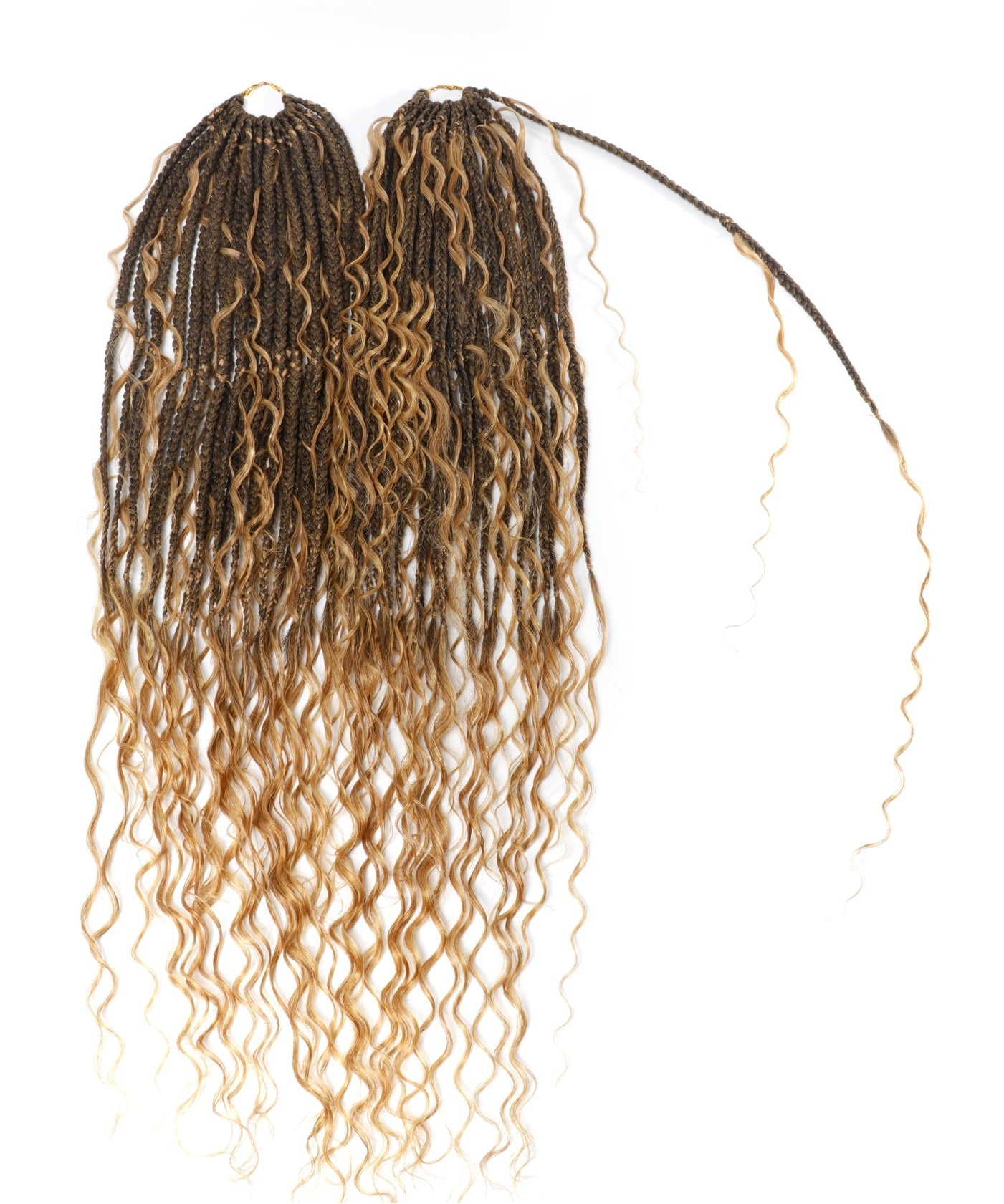 24" Pre Looped Crochet Boho Box Braids With Human Hair Curls - 80 strands/Pack