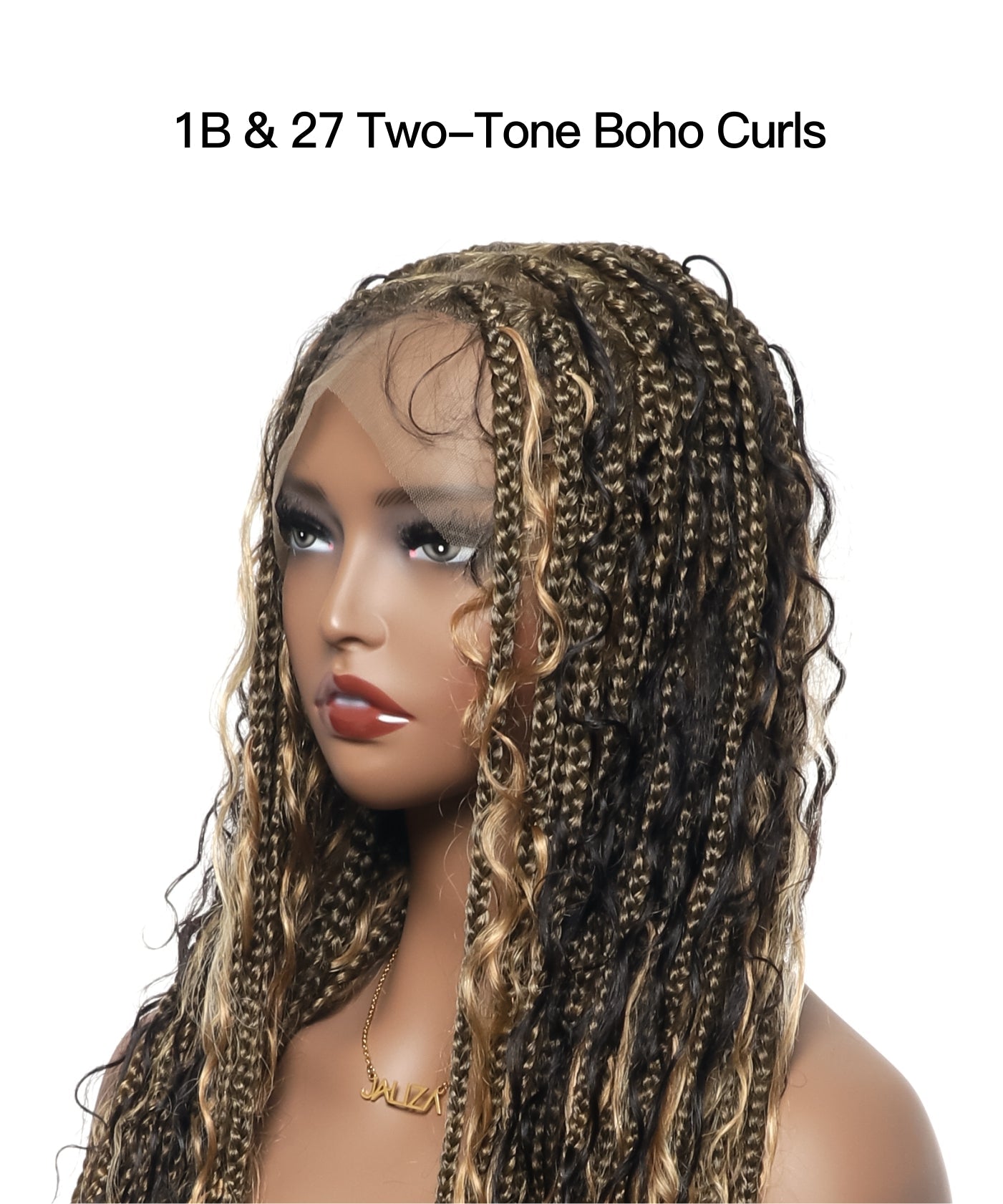 Human Hair Boho Box HD Lace Braided Wig 36 Inches 88 Strands - Light Burgundy