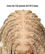Pre Bleached 613 Blond HD Full Lace Human Hair Boho Curls 36" Knotless Boho Box Braided Wig