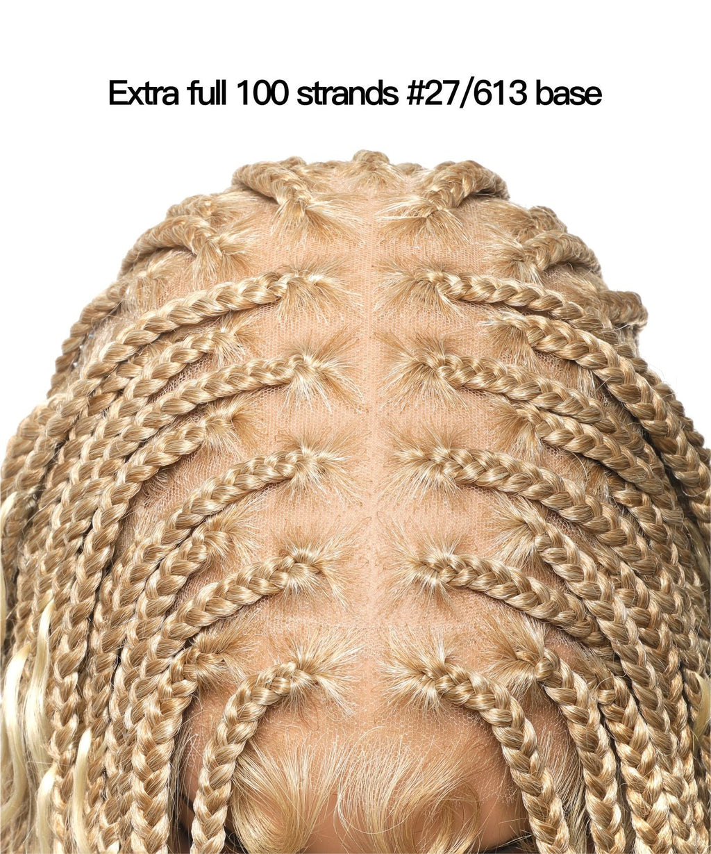 HD Full Lace Human Hair Boho Curls 36" Knotless Boho Box Braided Wig