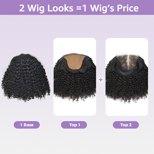 Block Wig Kinky Curly Bleached Knots Wig With Optional Replaceable Zip Lace Tops