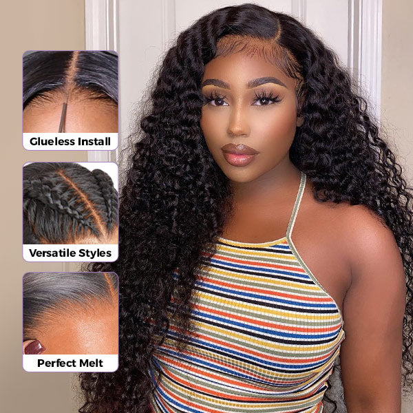 Kinky Curly Pre Bleached Pre Cut Wear Go Glueless Wig Tiny Knots