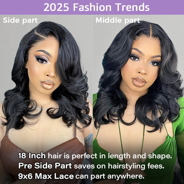 Side Part Pre Style MCap 9x6 HD Lace Body Wave Curls Wig Pre-Everything Lace Frontal Wig Put On and Go Glueless Wig
