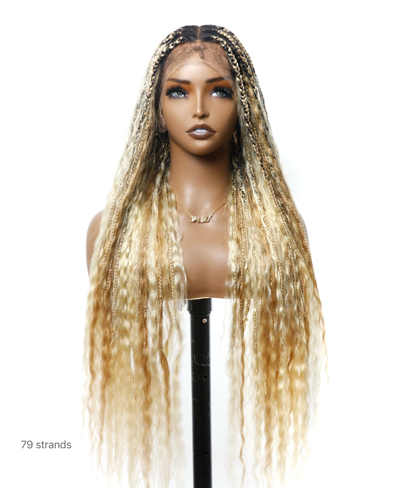Human Hair Super Boho Color #27/613 Pre Bleached Human Hair Lace Knotless Boho Box Braided Wig Full-dense 100 Strands