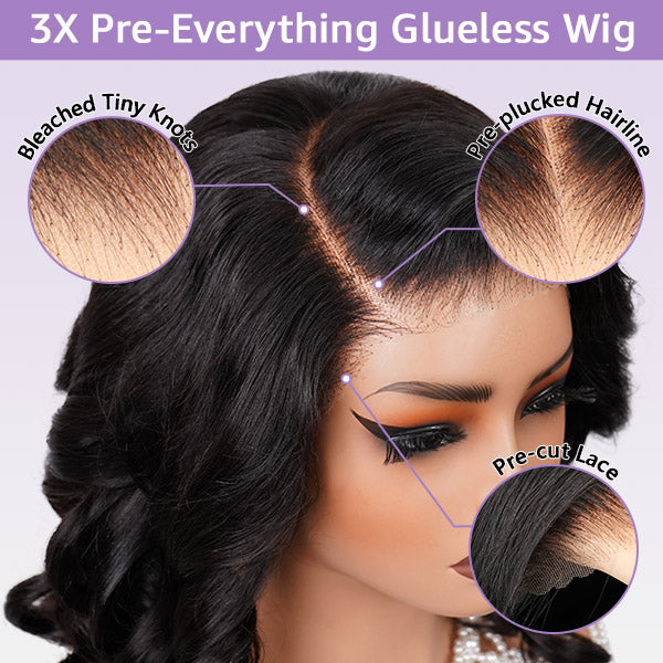 Side Part Pre Style MCap 9x6 HD Lace Body Wave Curls Wig Pre-Everything Lace Frontal Wig Put On and Go Glueless Wig