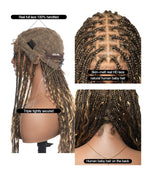 HD Full Lace Human Hair Boho Curls 36" Knotless Boho Box Braided Wig