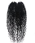 24" Pre Looped Crochet Boho Box Braids With Human Hair Curls - 80 strands/Pack