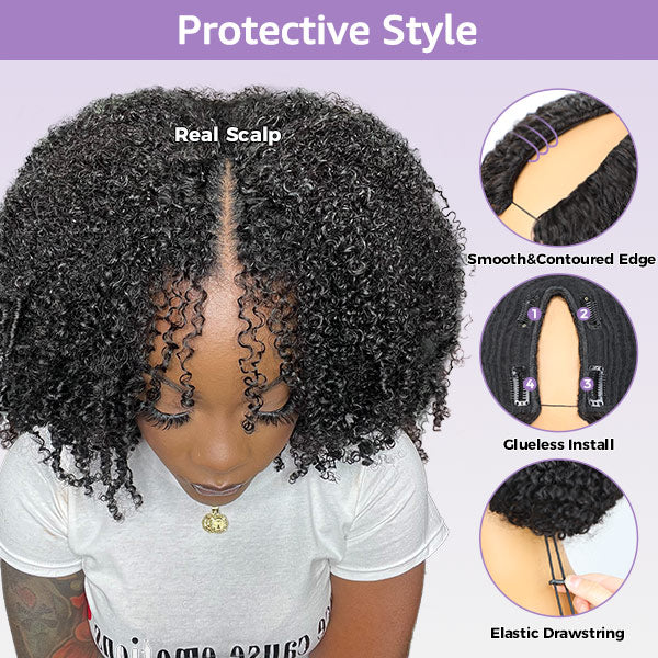 Body Wave Elastic Drawstring V Part Wig Glueless Protective Style