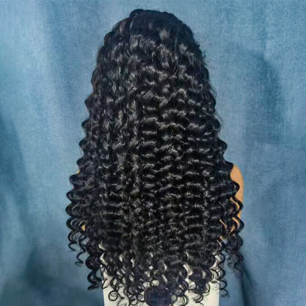 Loose Curly Snug Fit Elastic Drawstring Wear Go Glueless Wig Pre-cut 9x6 HD Lace Bleached Knots