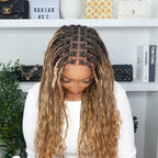 Pre Bleached Human Hair Lace Base 24" HD Full Lace Human Hair Curls Boho Box Braided Wig