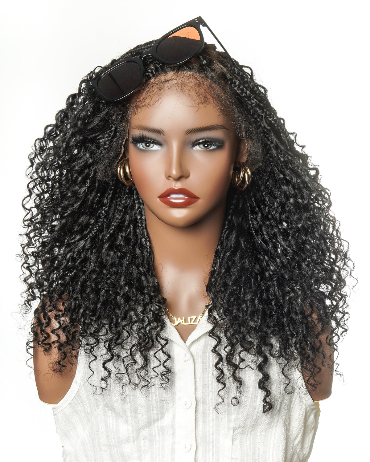 Lulu - Bora Bora Pre Bleached HD Full Lace Human Hair Curly Wave Boho Box Braided Wig