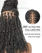 Lulu - Bora Bora Pre Bleached HD Full Lace Human Hair Curly Wave Boho Box Braided Wig