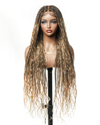 Pre Bleached 613 Blond HD Full Lace Human Hair Boho Curls 36" Knotless Boho Box Braided Wig