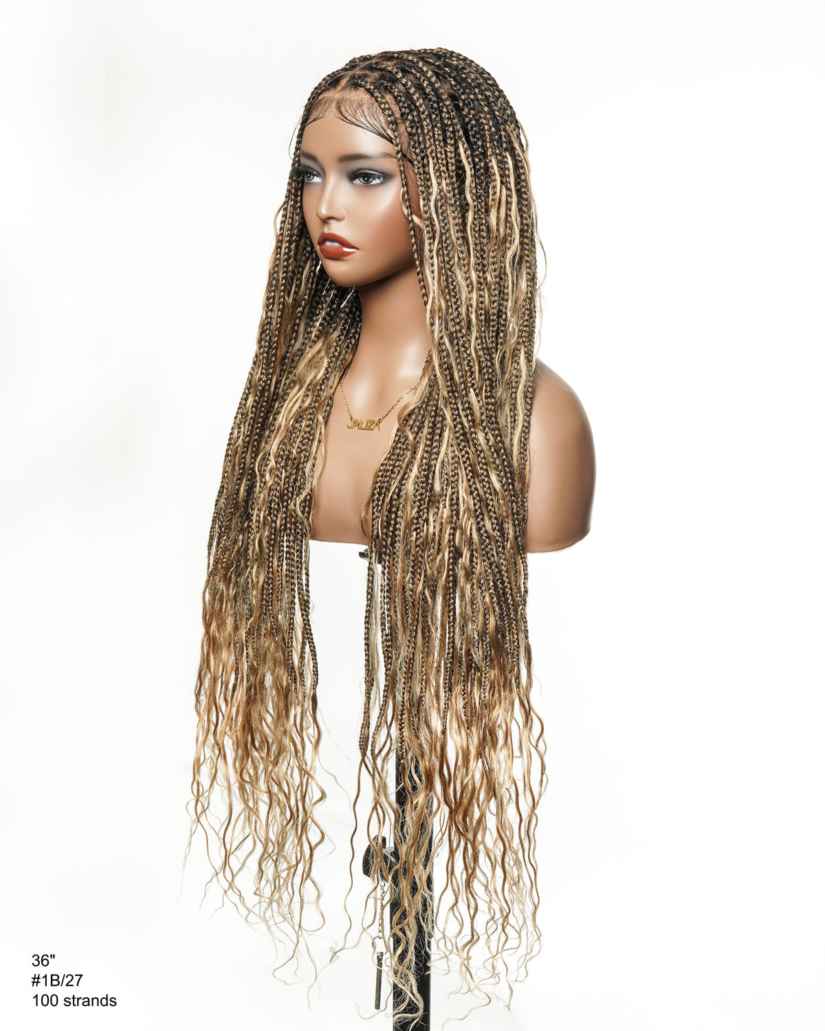 Kiki - 12"-36" Human Hair Deep Wave Curls Pre Bleached Knotless HD Full Lace Boho Box Braided Wig