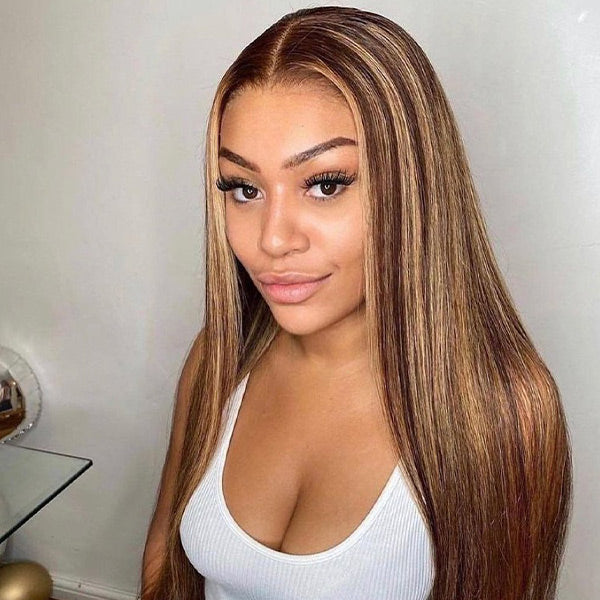 Straight Highlight Ombre 4/27 Wear Go Glueless Wig 360 Pre-cut Lace Wig