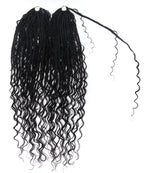 24" Pre Looped Crochet Boho Box Braids With Human Hair Curls - 80 strands/Pack