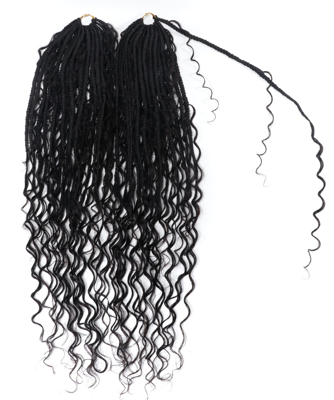 24" Pre Looped Crochet Boho Box Braids With Human Hair Curls - 80 strands/Pack
