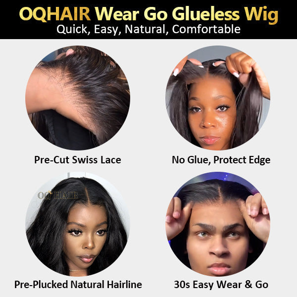 Pre Bleached Plucked Wear Go Glueless Wigs With Natural Hairline Pre Cut Lace 4x4 Lace Closure Wig