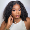 Short Bob Wigs Kinky Curly Human Hair 13x4 13x6 4x4 HD Lace Front Wigs Pre Plucked with Baby Hair Natural Black