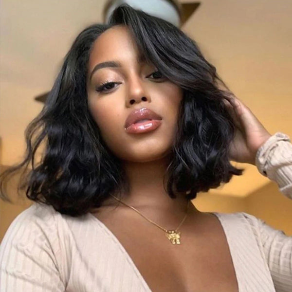 Thick Body Wave Bob Wigs Human Hair 13x4 13x6 4x4 HD Lace Frontal Wigs Natural Black