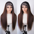 3-In-1 Half Wig | Glueless Yaki Straight Black To Brown Ombre Color Wear Go Half Wig With Elatic Drawstring