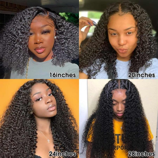 HD Lace Wigs Kinky Curly Mongolian Virgin Human Hair Pre-Plucked Lace Front Wigs with Baby Hair
