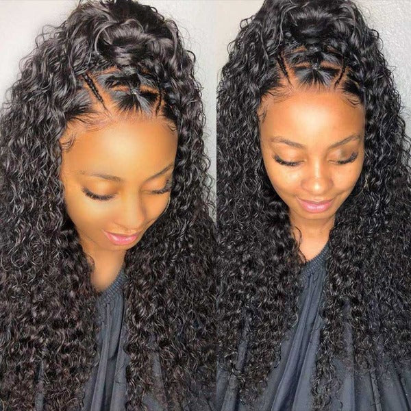 HD Lace Wigs Kinky Curly Mongolian Virgin Human Hair Pre-Plucked Lace Front Wigs with Baby Hair