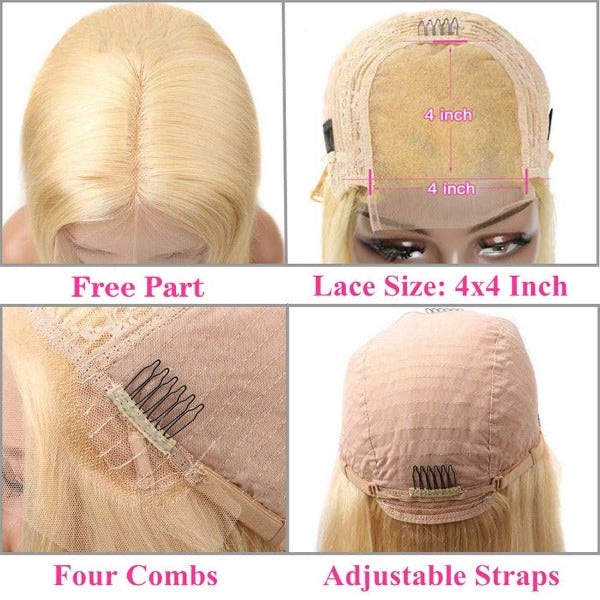 613 Blonde Kinky Curly Human Hair 13x4 Lace Front Wigs Pre-plucked with Baby Hair for Women