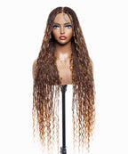Pre Bleached 613 Blond HD Full Lace Human Hair Boho Curls 36" Knotless Boho Box Braided Wig