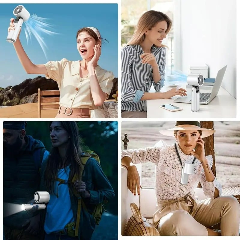 🌞Summer Hot Sale - Multifunction Portable Handheld Turbo Ice-Cooling Fan | AC-Like Gel Pad Tech, 5 Gears