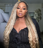 Human Hair Super Boho Color #27/613 Pre Bleached Human Hair Lace Knotless Boho Box Braided Wig Full-dense 100 Strands