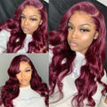 13x4 /4x4 Lace Frontal 99J Body Wave Human Virgin Hair Lace Front Wigs