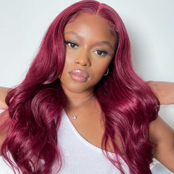 13x4 /4x4 Lace Frontal 99J Body Wave Human Virgin Hair Lace Front Wigs