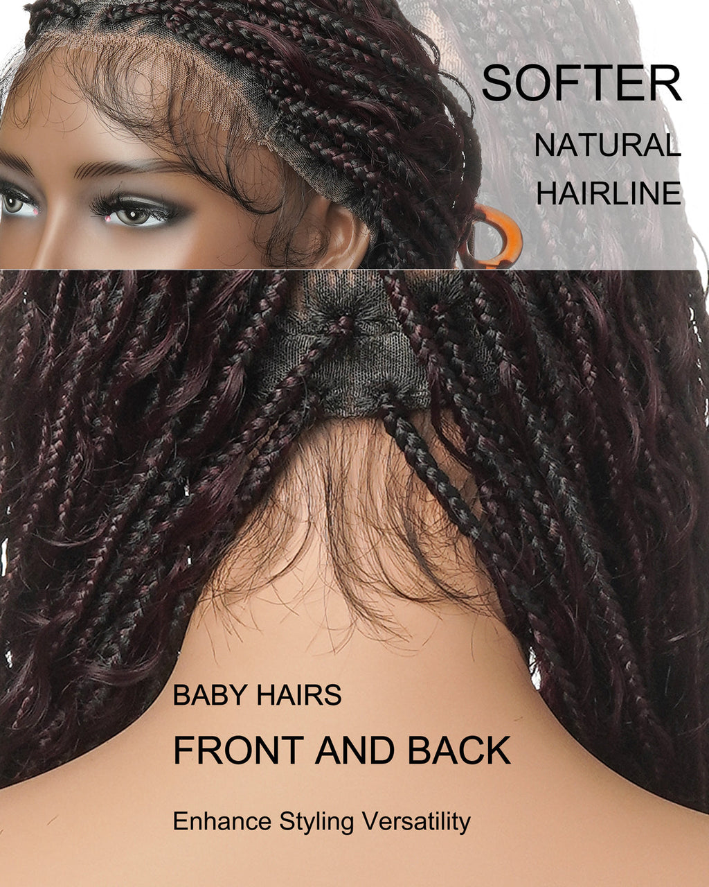 Glueless 16"-24" Pre Cut HD Full Elastic Lace Human Hair Boho Curls Lightweight Ready-To-Go Braided Wig (Lace Not Hand Tied)