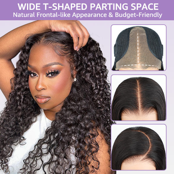 Deep Wave Pre-Cut 9x6 T Part Lace Wig Bleached Knots Wear Go Wig With Realistic Parting